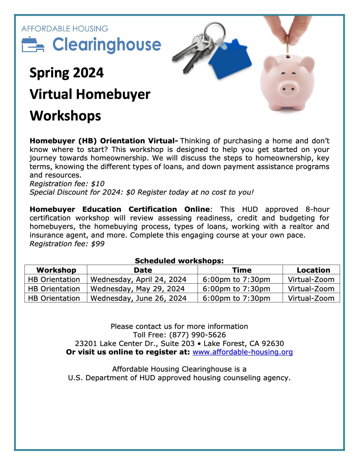 Spring 2024 Virtual Homebuyer Workshops