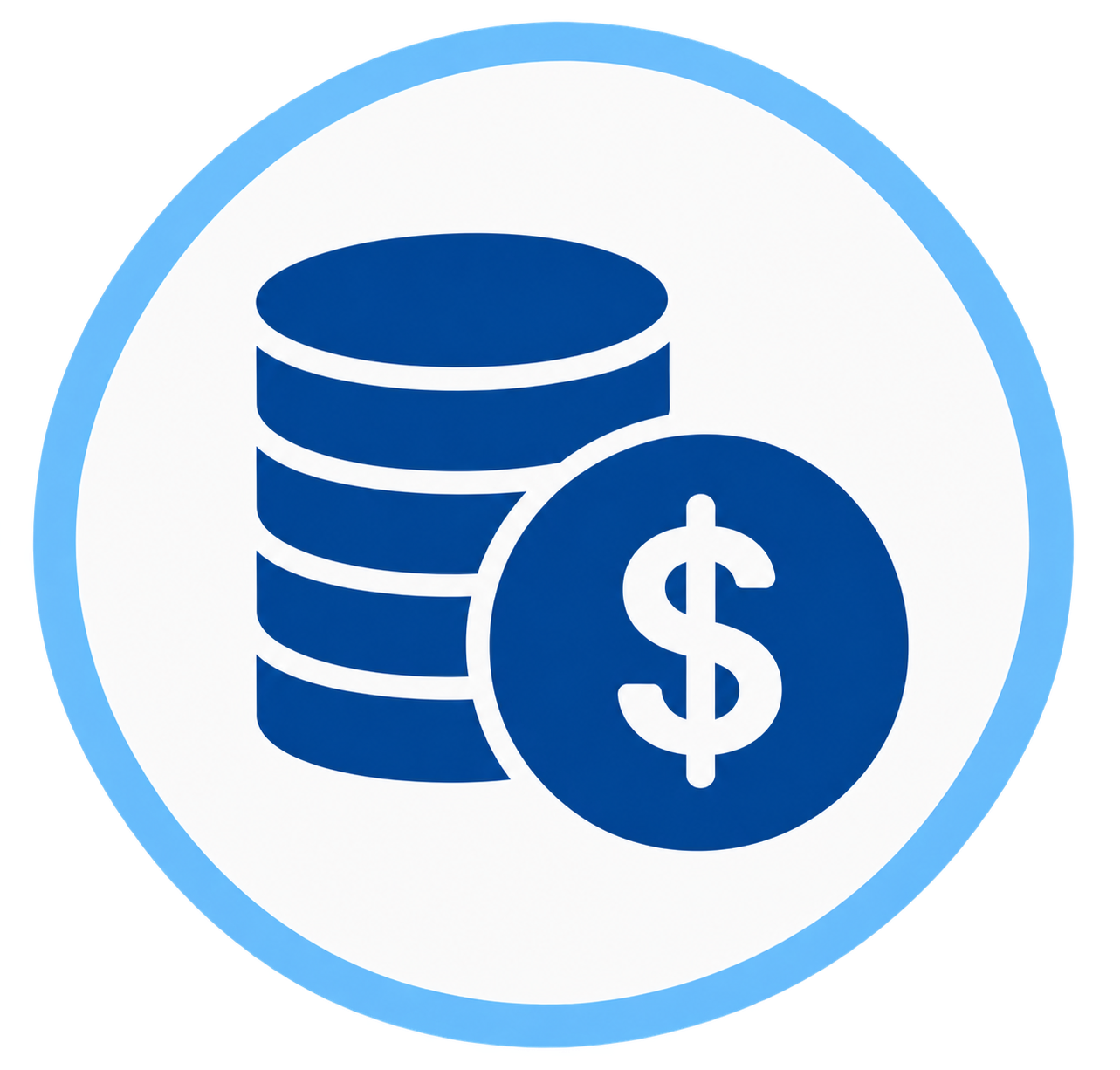 Icon of a stack of coins representing financial assets